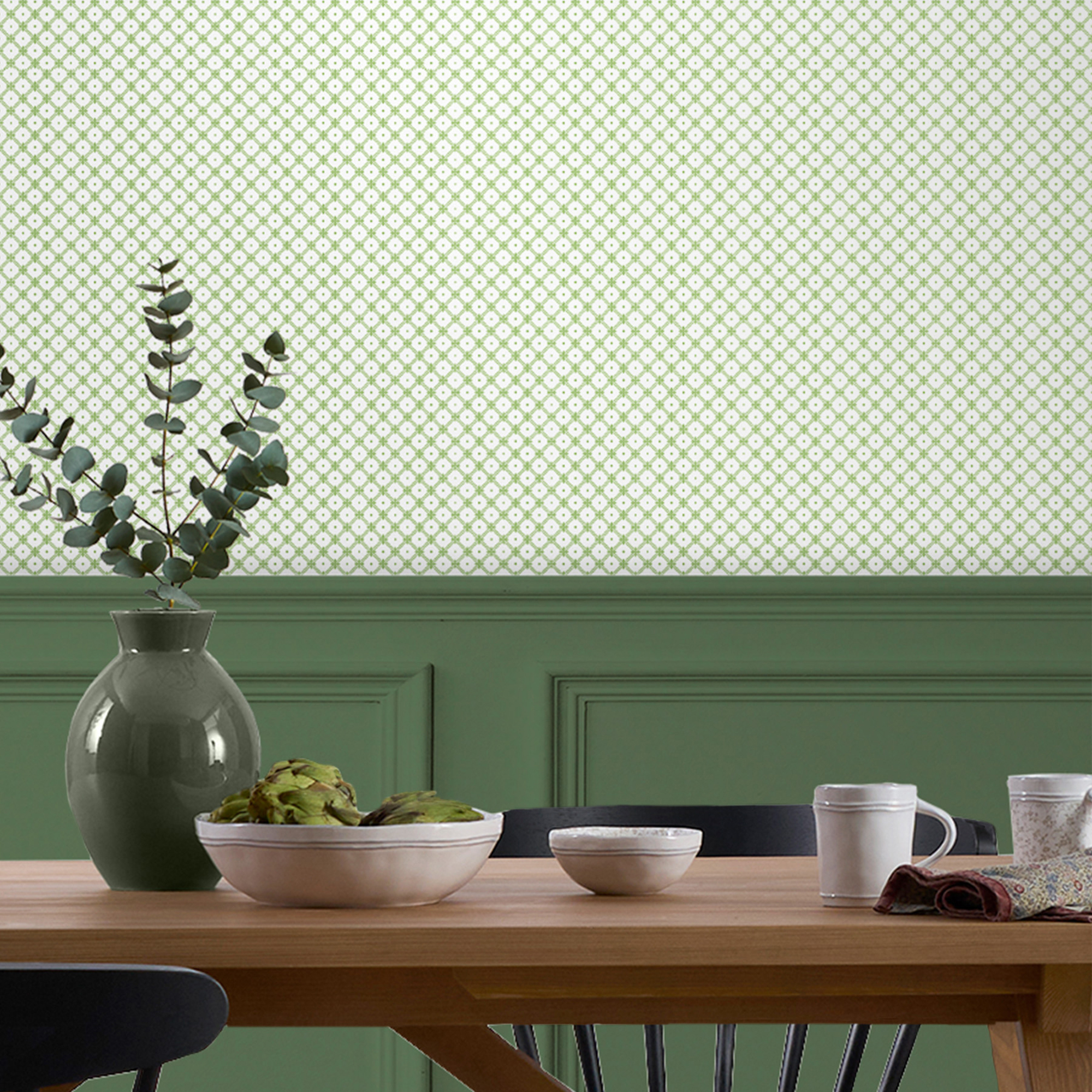 Wickerwork Wallpaper 119848 By Laura Ashley In Leaf Green